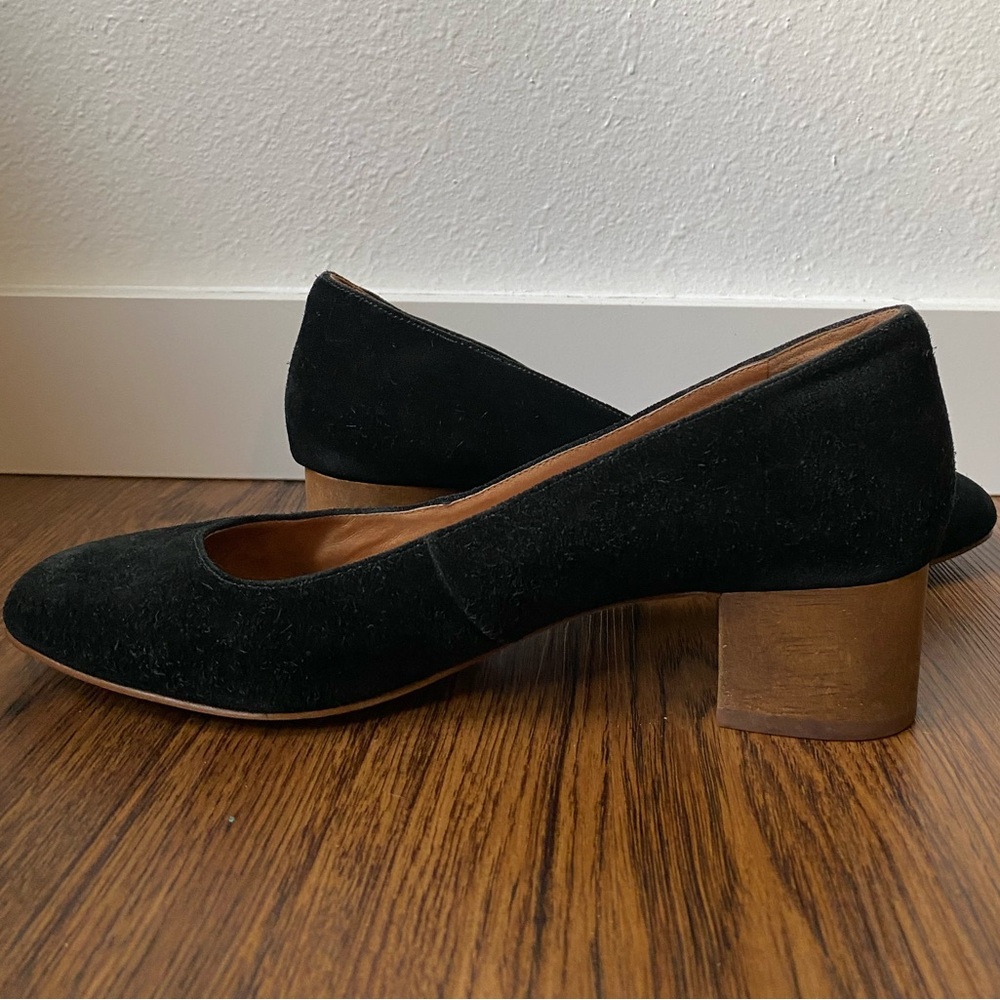 Madewell Black Suede Block Heel Flats